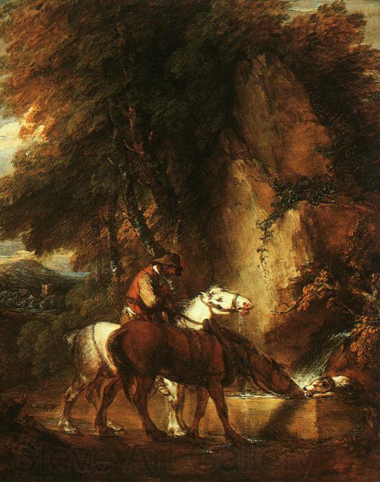 Thomas Gainsborough Wooded Landscape with Mounted Drover Spain oil painting art